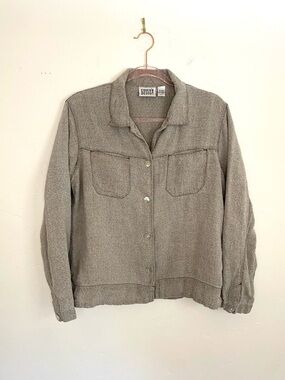 Vintage Chico's L/2 Gray Jacket Shirt Women's Cut like Denim Jacket Linen Shirt